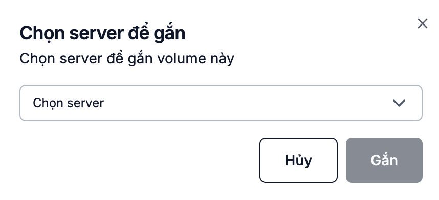 Hộp thoại chọn máy ảo để gắn volume