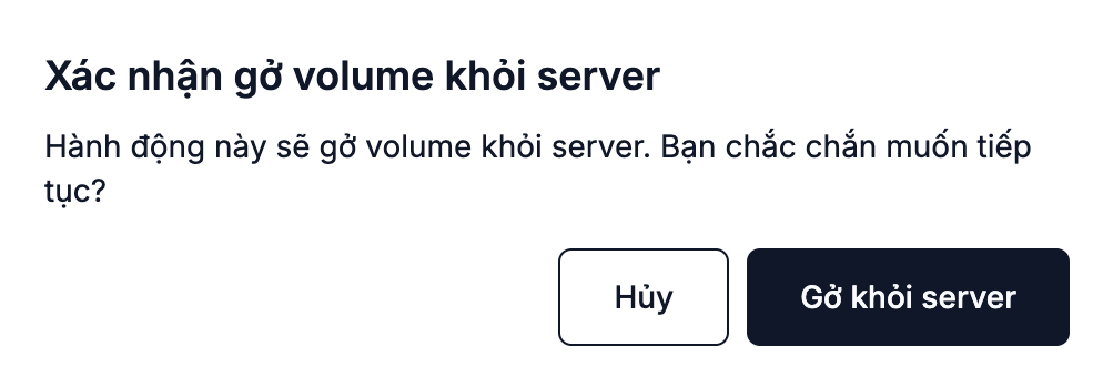 Hộp thoại xác nhận gỡ volume