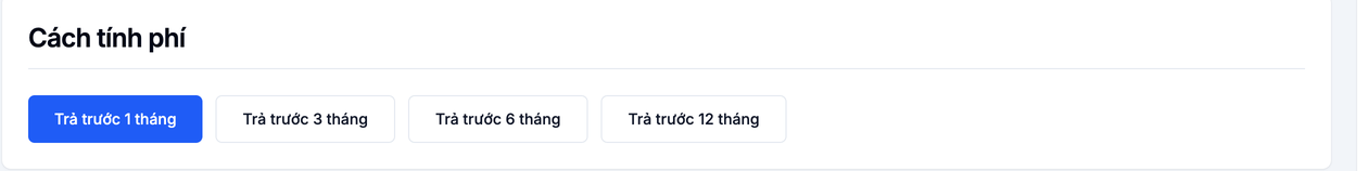 Chọn kỳ trả trước trong mục Cách tính phí