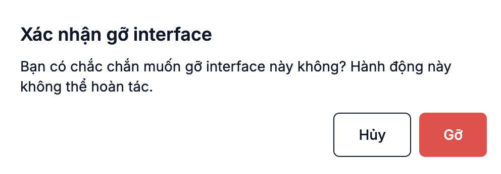 Hộp thoại xác nhận gỡ Interface
