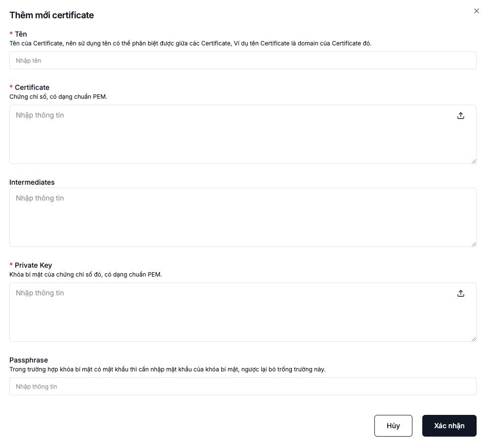Form import SSL Certificate