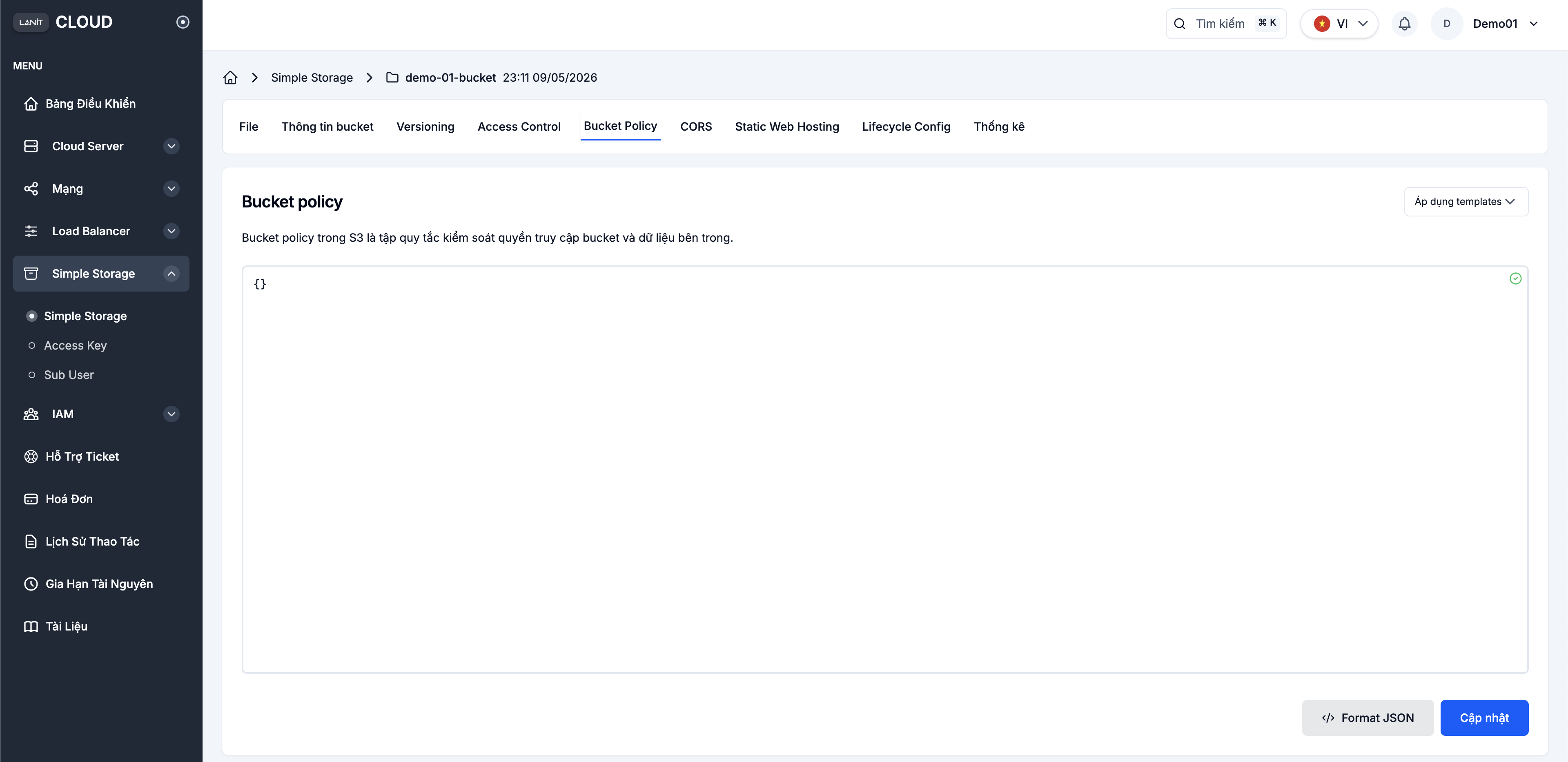 Tab Bucket Policy - JSON Editor