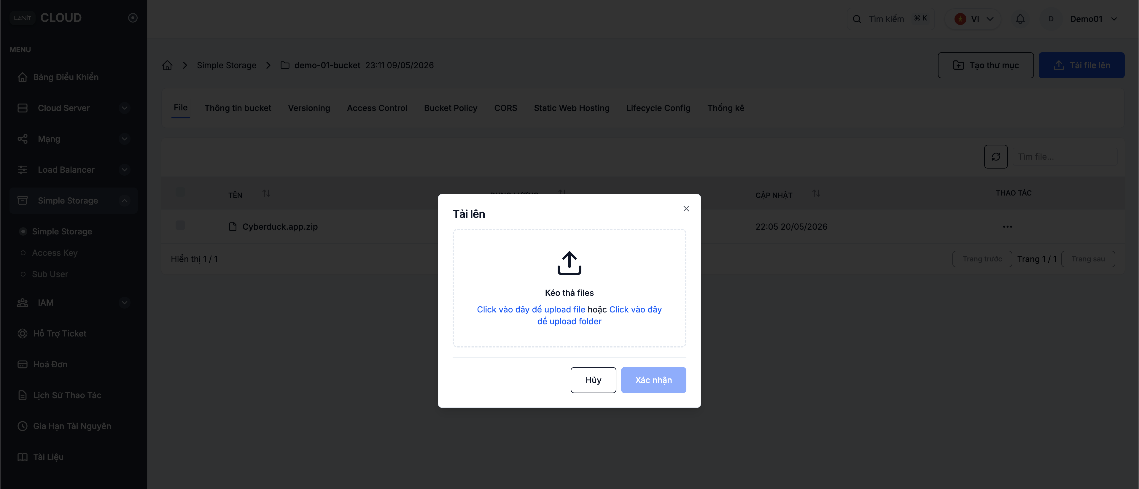Dialog Upload