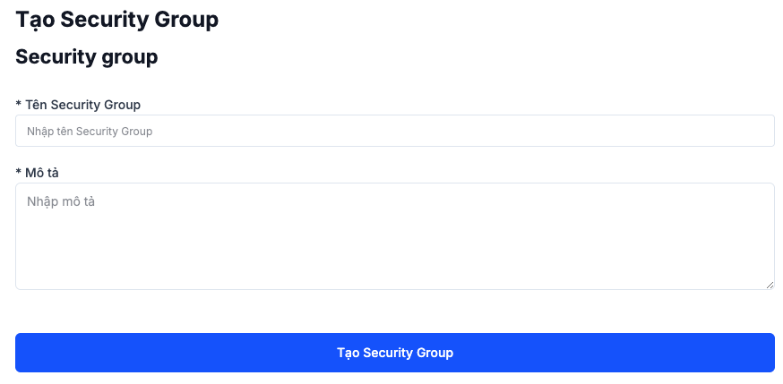 Create Security Group form