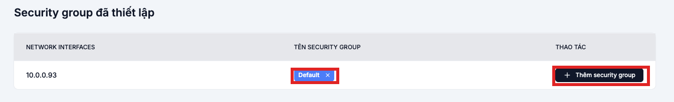 Security group tab listing attached groups