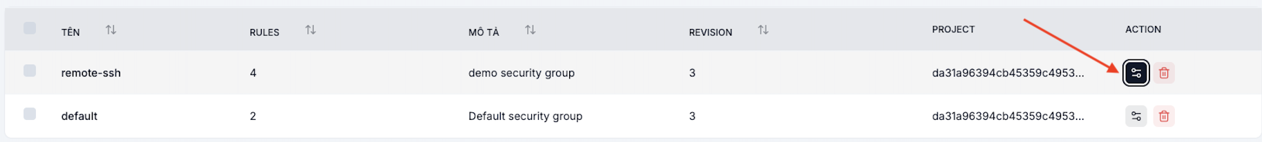 Security Group list