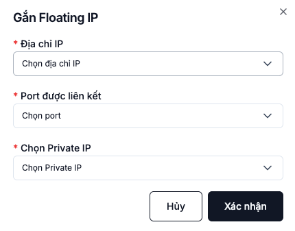 Dialog to pick the VM for the Floating IP