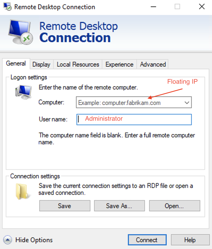 Remote Desktop Connection on Windows